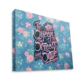 Queen of the Streets - Floral Blue - Canvas Art 35x30
