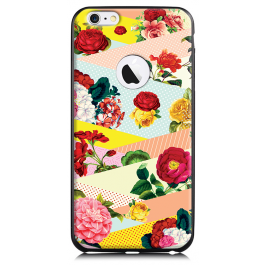 Flowers, Stripes & Dots - iPhone 6 Plus Carcasa TPU Premium Neagra