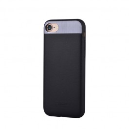 Vivid Leather Black - Comma iPhone 7 / iPhone 8 Carcasa (Piele naturala, aluminiu si margini flexibile)