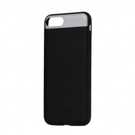 Vivid Leather Black - Comma iPhone 7 Plus / iPhone 8 Plus Carcasa (Piele naturala, aluminiu si margini flexibile)