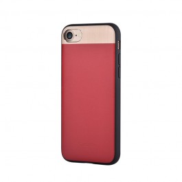 Vivid Leather Red - Comma iPhone 7 / iPhone 8 Carcasa (Piele naturala, aluminiu si margini flexibile)