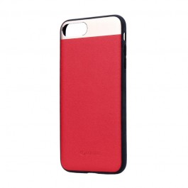 Vivid Leather Red - Comma iPhone 7 Plus / iPhone 8 Plus Carcasa (Piele naturala, aluminiu si margini flexibile)