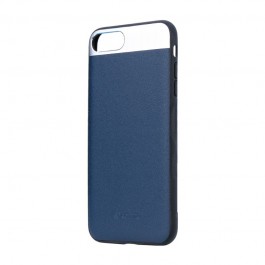 Vivid Leather Blue - Comma iPhone 7 Plus / iPhone 8 Plus Carcasa (Piele naturala, aluminiu si margini flexibile)