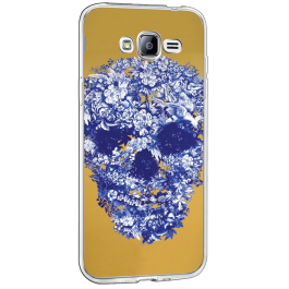 Floral Skull - Samsung Galaxy J3 Carcasa Transparenta Silicon