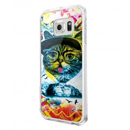 Hipster Meow - Samsung Galaxy S6 Carcasa Plastic Premium