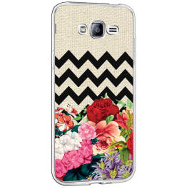 Floral Contrast - Samsung Galaxy J3 Carcasa Transparenta Silicon