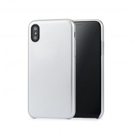 Meleovo Pure Gear II Silver - iPhone X Carcasa (culoare metalizata fina, interior piele intoarsa)