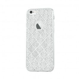 Devia Silicon Knight Silver - iPhone 6/6S Carcasa Silicon (cu folie spate glitter detasabila)