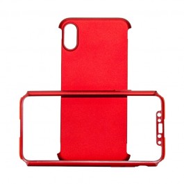 Just Must Defense 360 Red - iPhone X (3 piese: protectie spate, protectie fata, folie Flexi-Glass)