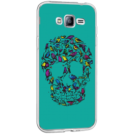 Bird Skull - Samsung Galaxy J3 Carcasa Transparenta Silicon