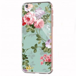Retro Flowers Wallpaper - iPhone 6 Carcasa Transparenta Silicon