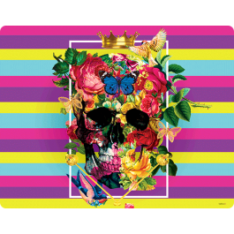 Floral Explosion Skull - iPhone 6 Husa Book Alba Piele Eco