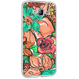 Floral - Samsung Galaxy J3 Carcasa Transparenta Silicon