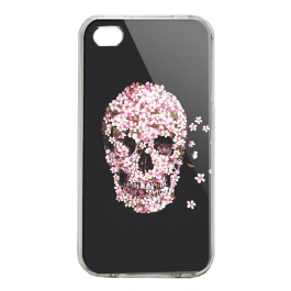 Cherry Blossom Skull - iPhone 4/4S Carcasa Alba/Transparenta Plastic