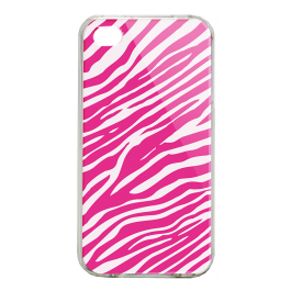Pink Zebra - iPhone 4/4S Carcasa Alba/Transparenta Plastic