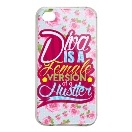 Diva - iPhone 4/4S Carcasa Alba/Transparenta Plastic