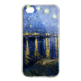 Van Gogh - Starryrhone - iPhone 4/4S Carcasa Alba/Transparenta Plastic
