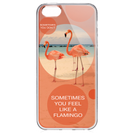 Flamingo Feeling - iPhone 5/5S Carcasa Transparenta Silicon