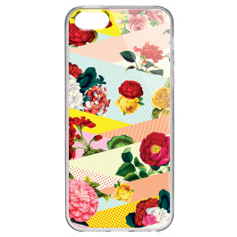 Flowers, Stripes & Dots - iPhone 5/5S Carcasa Transparenta Plastic