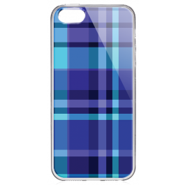Blue Plaid - iPhone 5/5S Carcasa Transparenta Silicon