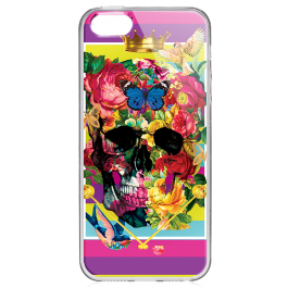 Floral Explosion Skull - iPhone 5/5S/SE Carcasa Transparenta Silicon
