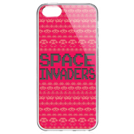 Space Invaders Red - iPhone 5/5S/SE Carcasa Transparenta Silicon