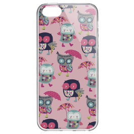 Pastel Owls - iPhone 5/5S/SE Carcasa Transparenta Silicon
