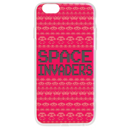 Space Invaders Red - iPhone 6 Carcasa Transparenta Silicon