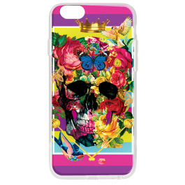 Floral Explosion Skull - iPhone 6 Plus Carcasa Transparenta Silicon