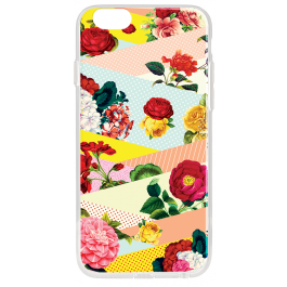 Flowers, Stripes & Dots - iPhone 6 Plus Carcasa Transparenta Silicon
