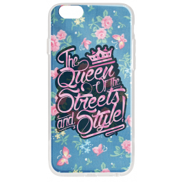Queen of the Streets - Floral Blue - iPhone 6 Carcasa Transparenta Silicon