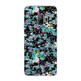 Floral Black - Samsung Galaxy S9 Carcasa Transparenta Silicon