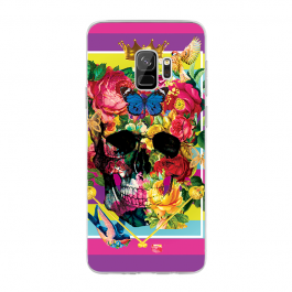Floral Explosion Skull - Samsung Galaxy S9 Carcasa Transparenta Silicon