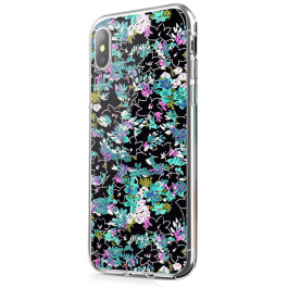 Floral Black - iPhone X Carcasa Transparenta Silicon