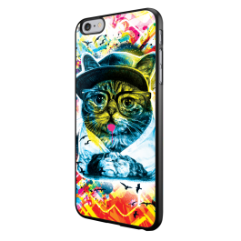 Hipster Meow - iPhone 6/6S Carcasa Neagra TPU