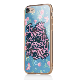 Queen of the Streets - Floral Blue - iPhone 7 / iPhone 8 Carcasa Transparenta Silicon