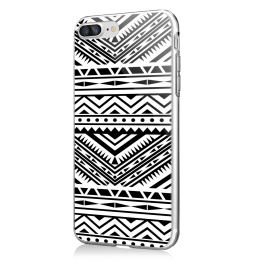 Tribal Black & White - iPhone 7 Plus / iPhone 8 Plus Carcasa Transparenta Silicon