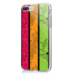 Stripes and Flowers - iPhone 7 Plus / iPhone 8 Plus Carcasa Transparenta Silicon