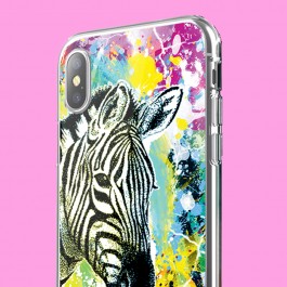 Zebra Splash - iPhone X Carcasa Transparenta Silicon