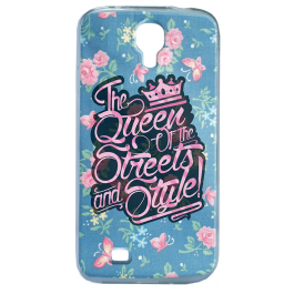 Queen of the Streets - Floral Blue - Samsung Galaxy S4 Carcasa Transparenta Silicon