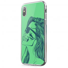 Skull Girl - iPhone X Carcasa Transparenta Silicon