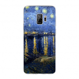 Van Gogh - Starryrhone - Samsung Galaxy S9 Carcasa Transparenta Silicon