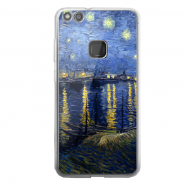 Van Gogh - Starryrhone - Huawei P10 Lite Carcasa Transparenta Silicon