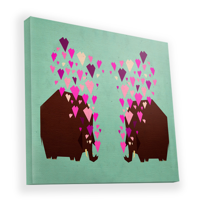 Elephant Love - Canvas Art 90x90