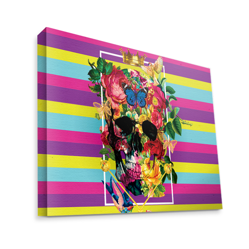 Floral Explosion Skull - Canvas Art 75x60