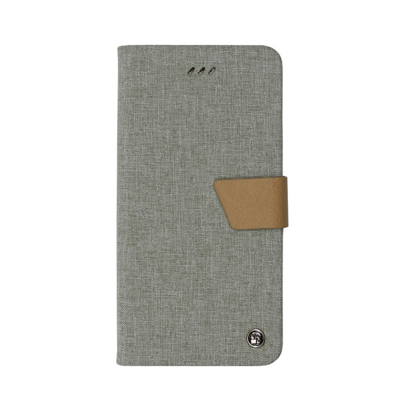 Just Must Book Linen Gray - iPhone 7 / iPhone 8 Husa Book (material textil cu silicon in interior)