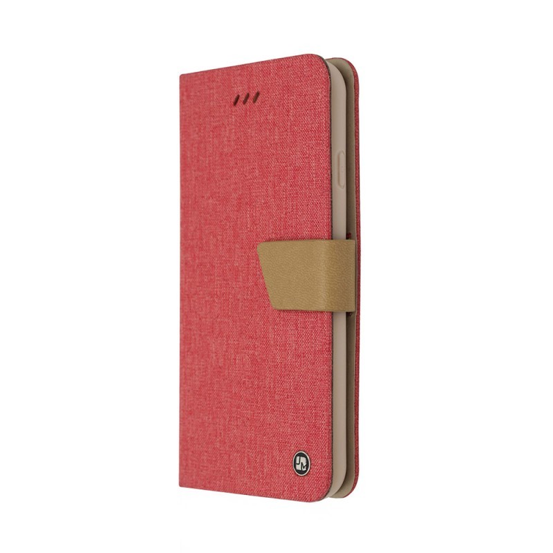 Just Must Linen Pink - Huawei P10 Husa Book (material textil cu silicon in interior)
