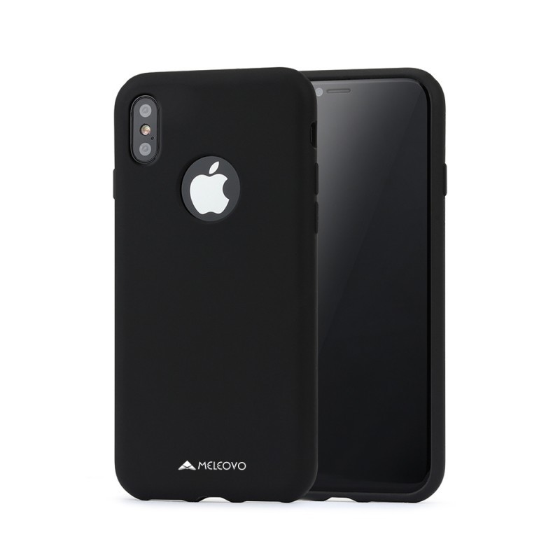 Meleovo Liquid Jacket - iPhone X Carcasa Silicon Negru (touch ultrasoft, catifelat)