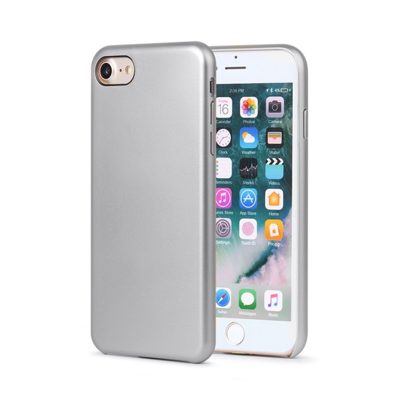 Meleovo Pure Gear II Silver - iPhone 8 Carcasa (culoare metalizata fina, interior piele intoarsa)