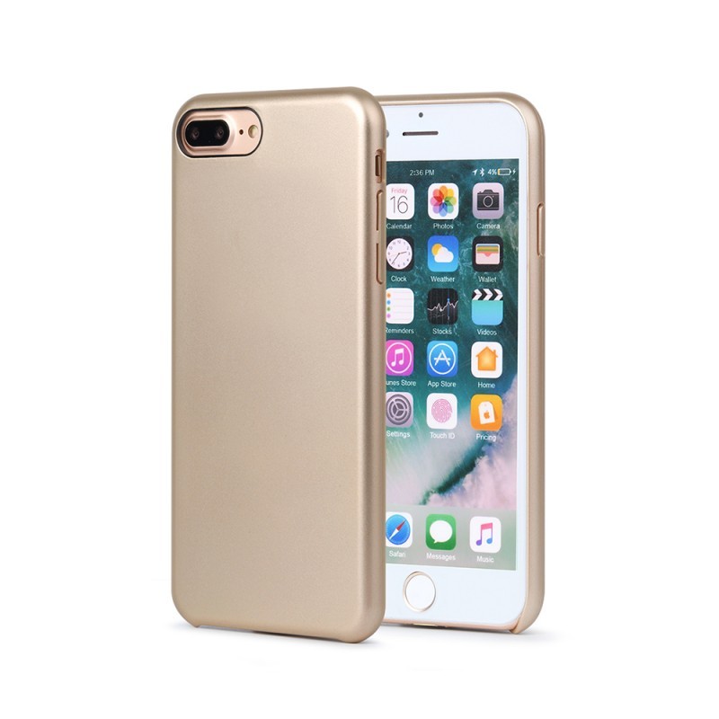 Meleovo Pure Gear II Gold - iPhone 8 Plus Carcasa (culoare metalizata fina, interior piele intoarsa)